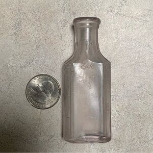 Vintage 3 OZ Medicine Bottle Clear Glass Measurements CC